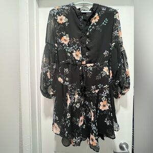 Vici Black Floral Long Sleeve Dress